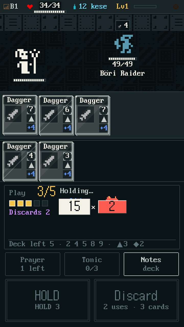 A hand being scored in combat